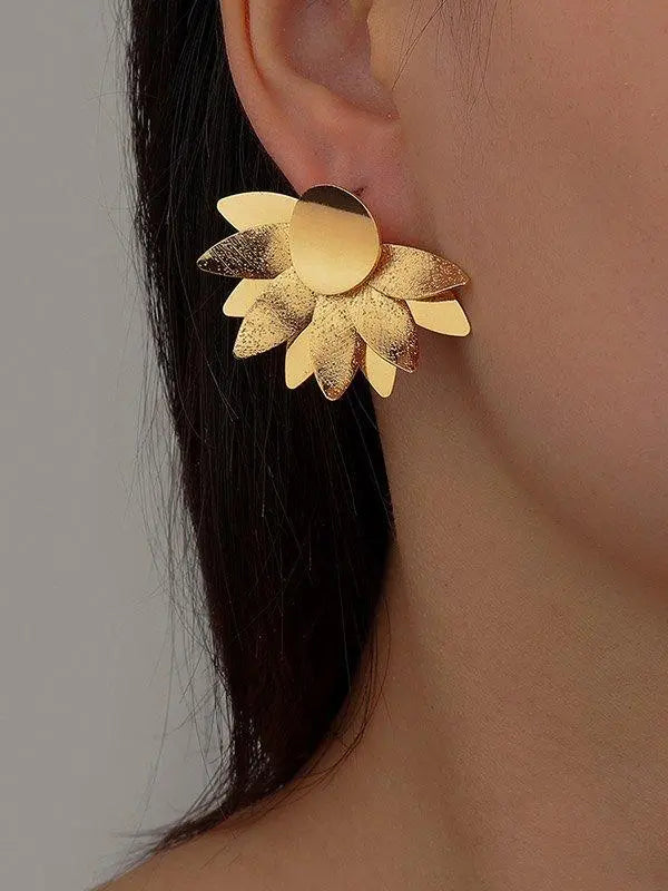 Original Chic Alloy Matte Flower Earrings Plush Fashion Hub