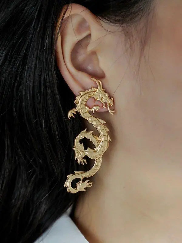 Original Dragon Sculpture Earrings Plush Fashion Hub