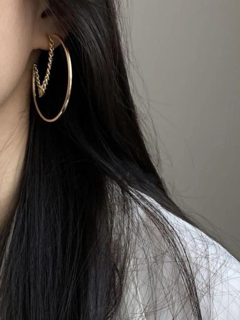 Original Hollow Chain Splicing Big Earrings PAINEVIDA