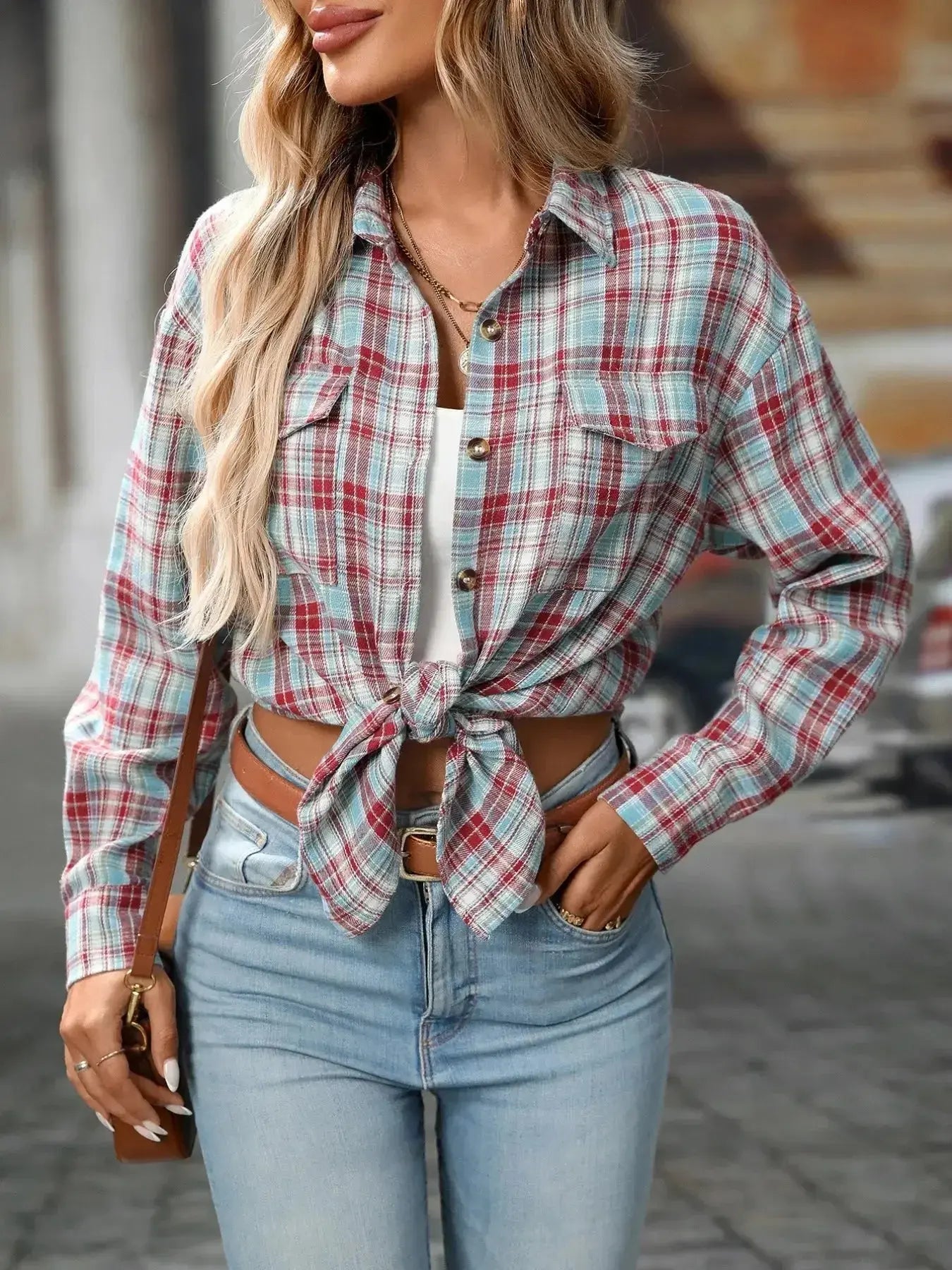 Plaid Button-Down Oversized Shirt - Plush Fashion Hub