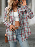 Plaid Button-Down Oversized Shirt - Plush Fashion Hub