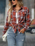 Plaid Button-Down Oversized Shirt - Plush Fashion Hub
