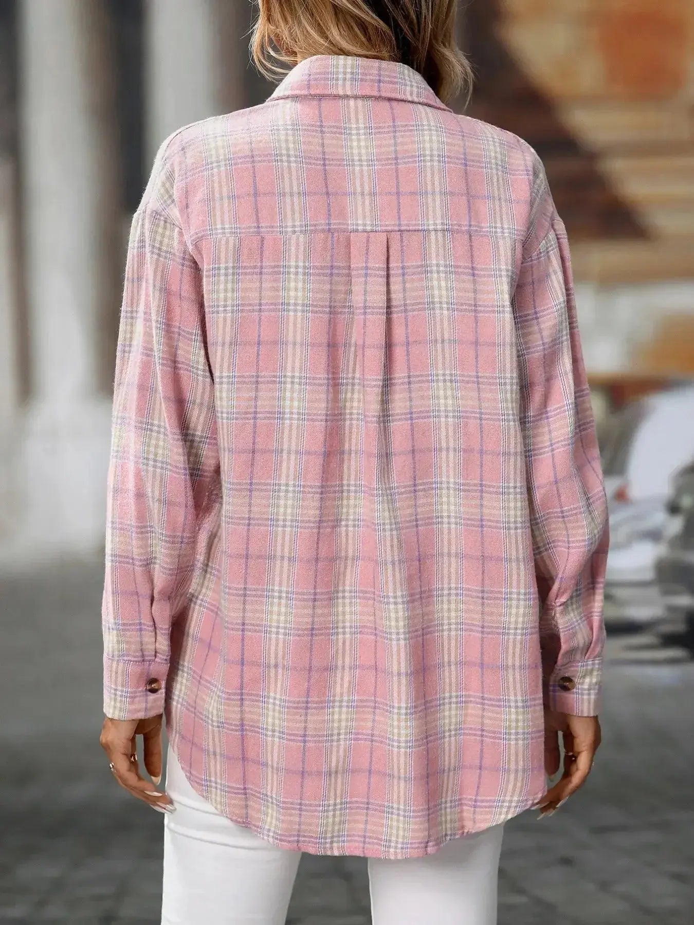 Plaid Button-Down Oversized Shirt - Plush Fashion Hub