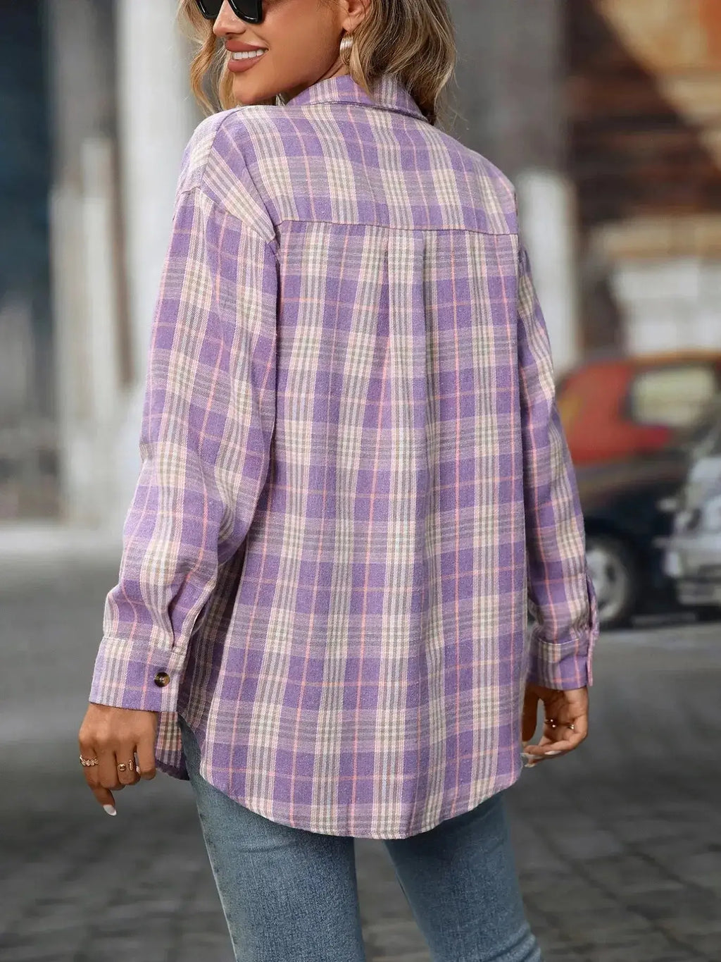 Plaid Button-Down Oversized Shirt - Plush Fashion Hub