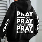 PRAY Print Plus Size Kangaroo Pocket Hoodie - - Plush Fashion Hub