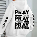 PRAY Print Plus Size Kangaroo Pocket Hoodie - - Plush Fashion Hub