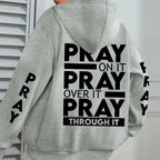 PRAY Print Plus Size Kangaroo Pocket Hoodie - - Plush Fashion Hub