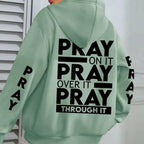 PRAY Print Plus Size Kangaroo Pocket Hoodie - - Plush Fashion Hub