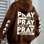 PRAY Print Plus Size Kangaroo Pocket Hoodie - - Plush Fashion Hub