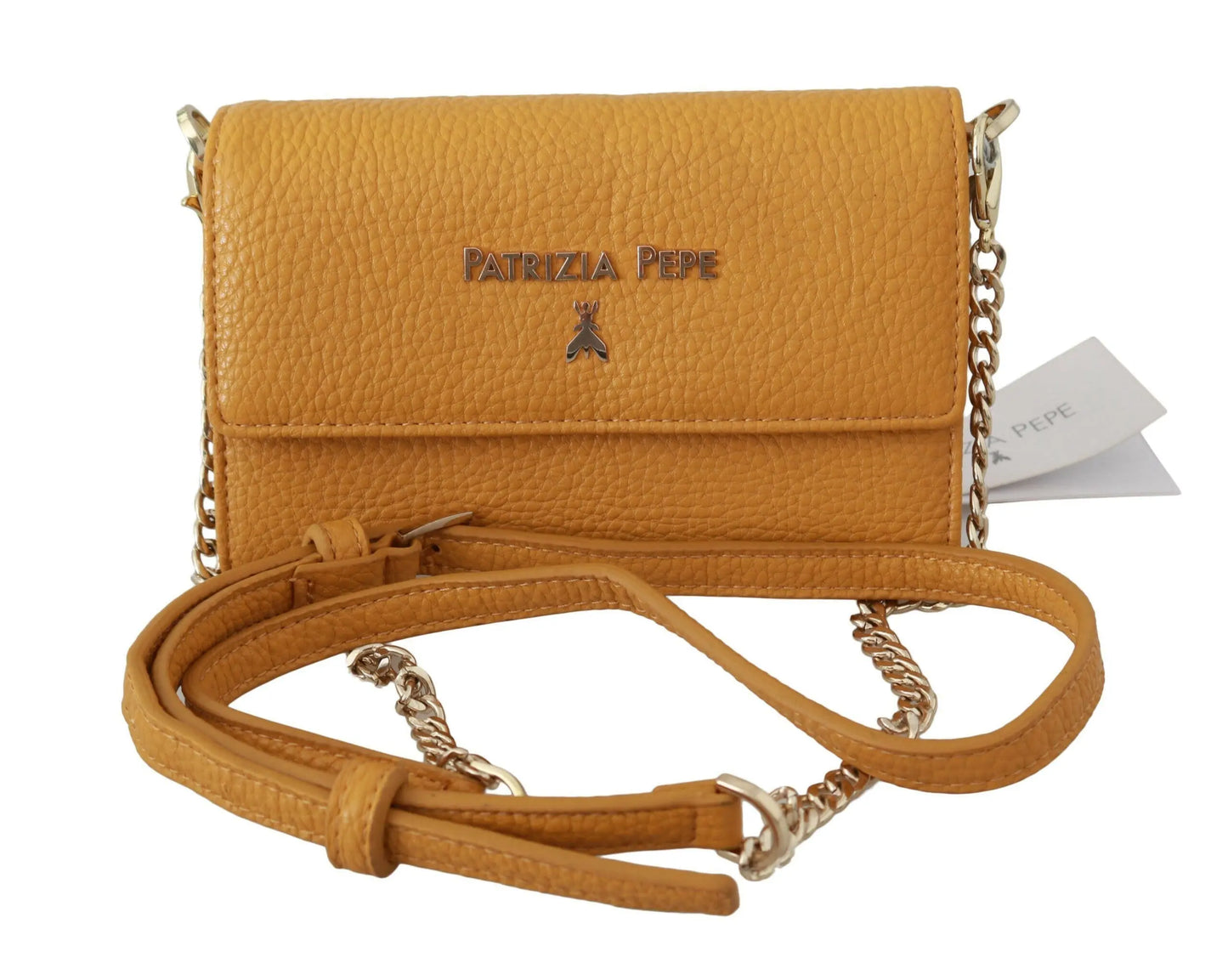 Patrizia Pepe Yellow Logo Leather Shoulder Strap Sling Bag MaraFormigone