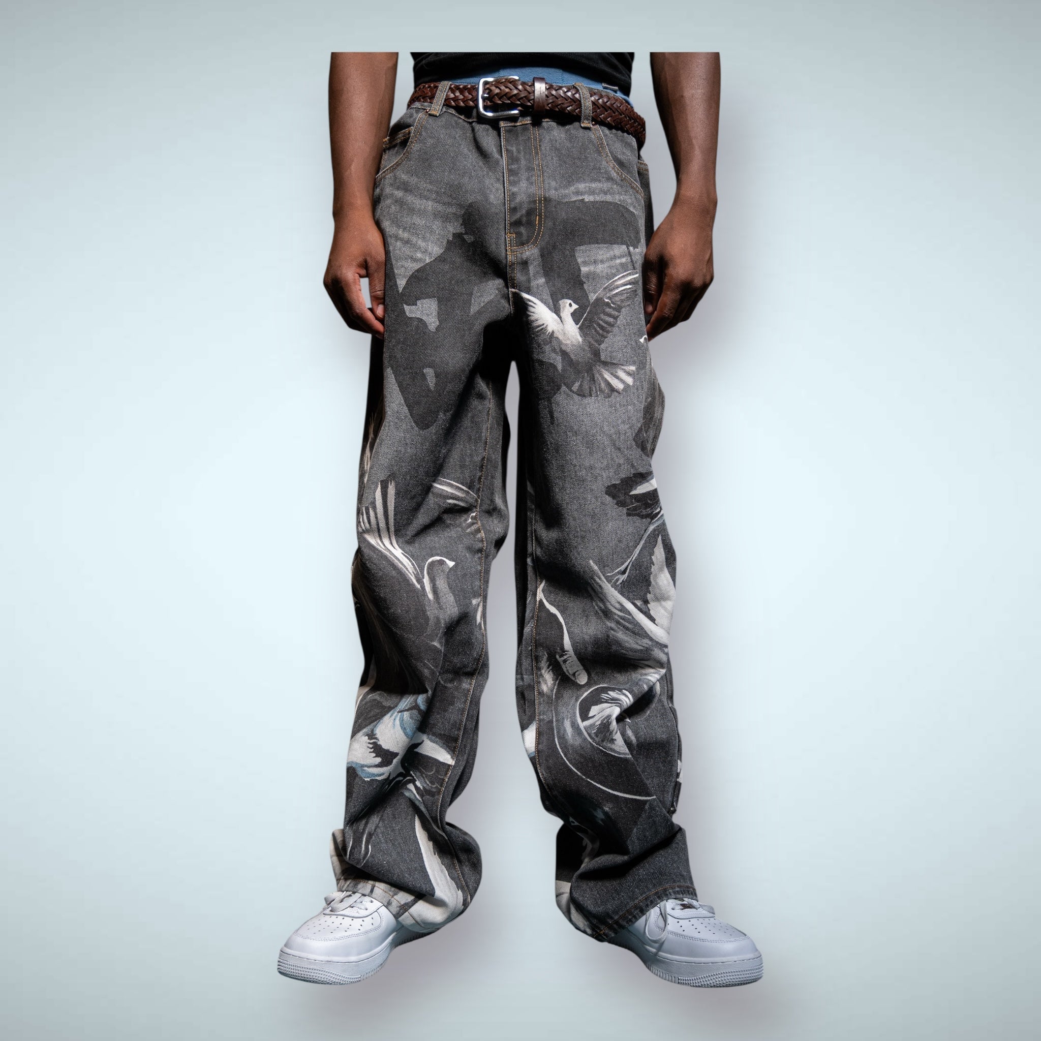 RM204B - Graphic Printed Baggy Jeans ARMOR JEANS