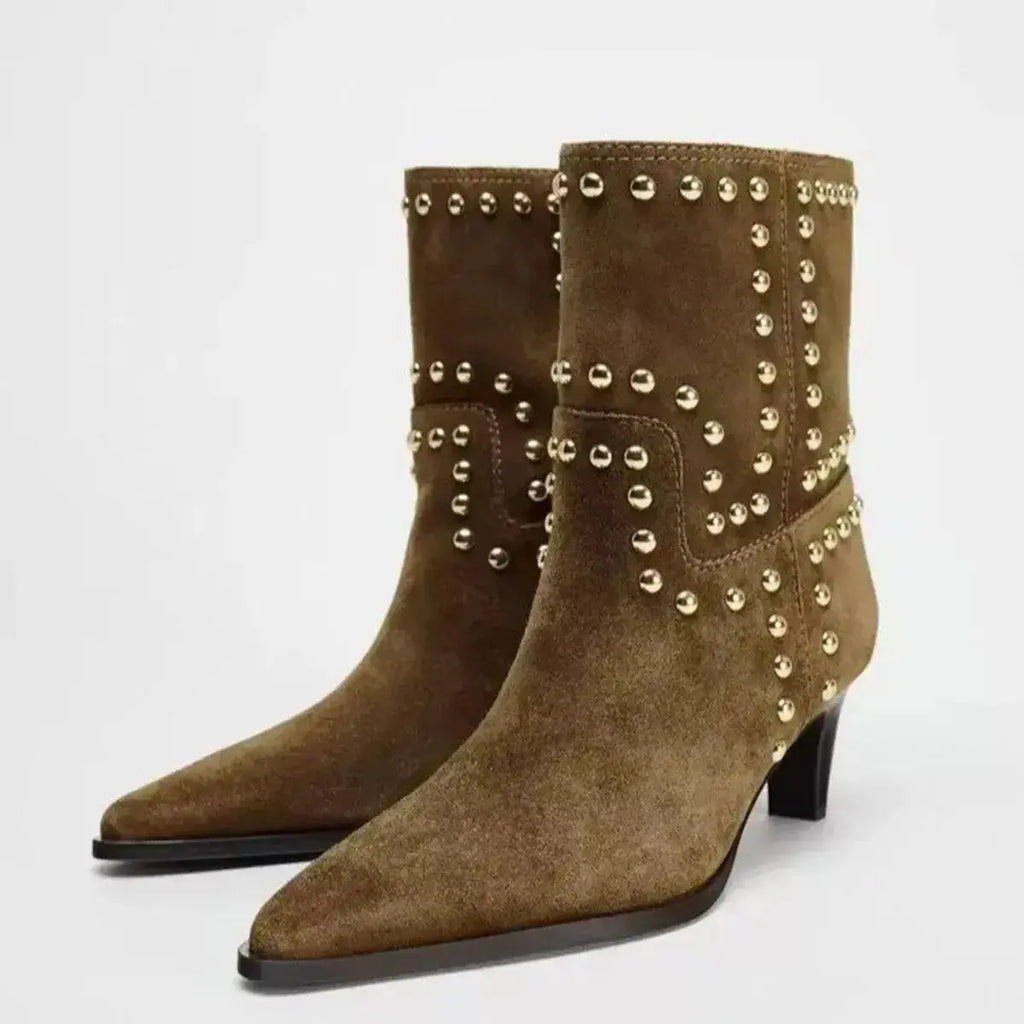 Point Toe Kitten Heels Boots - Plush Fashion Hub