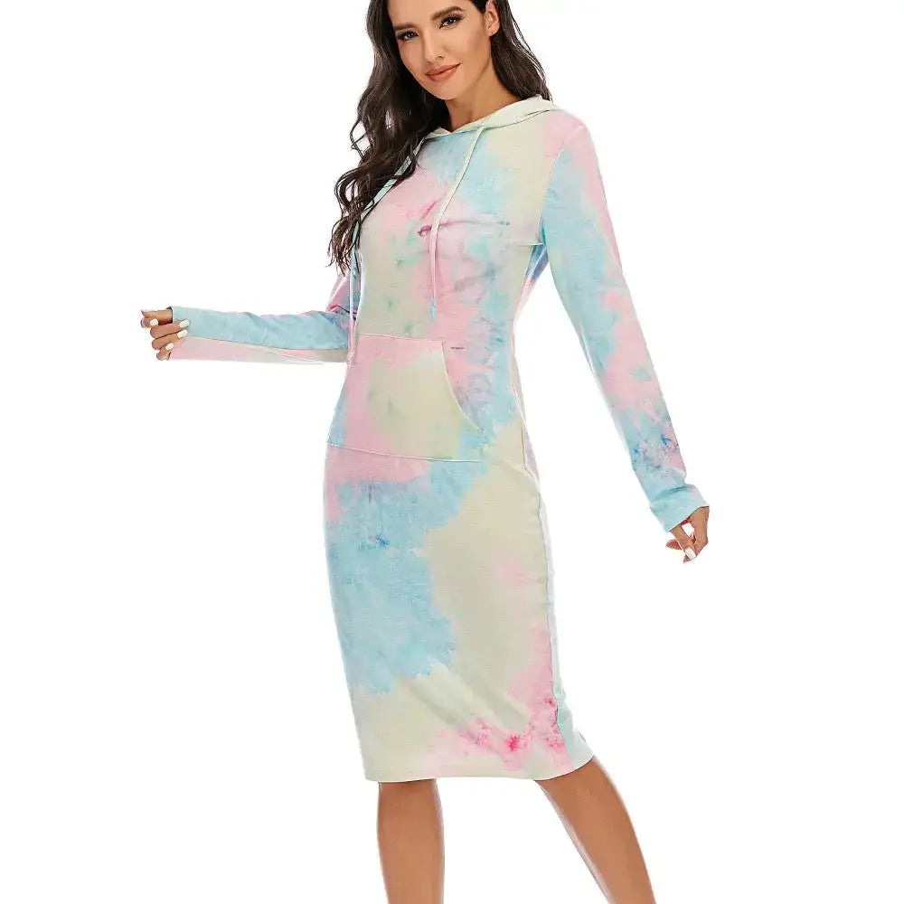 Popular Tie-dye Hooded Long Sleeve Sweater - Plush Fashion Hub