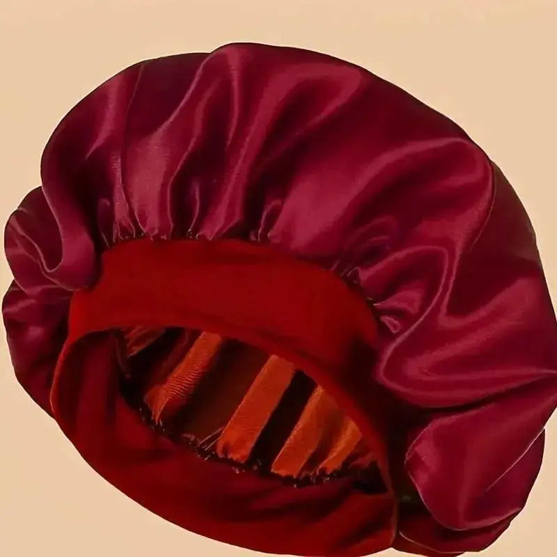 Unscented Satin Sleep Cap Bonnet with Wide Brim Comfortable Elastic - Plush Fashion Hub