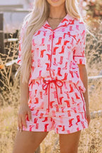 Printed Shirt and Shorts Pajama Set - Plush Fashion Hub