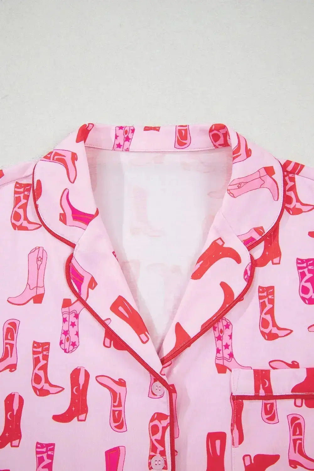 Printed Shirt and Shorts Pajama Set - Plush Fashion Hub