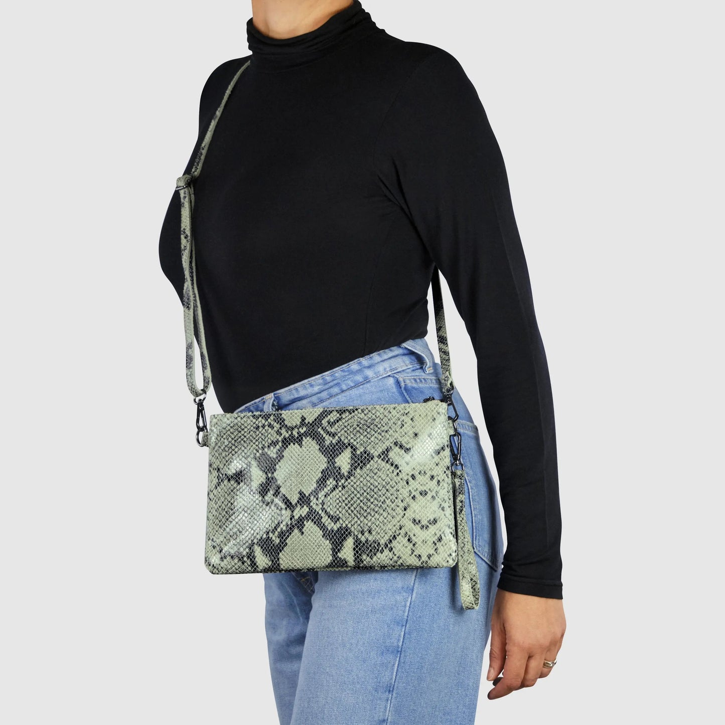 Python-Print Suede Hobo Bag TAKEASY