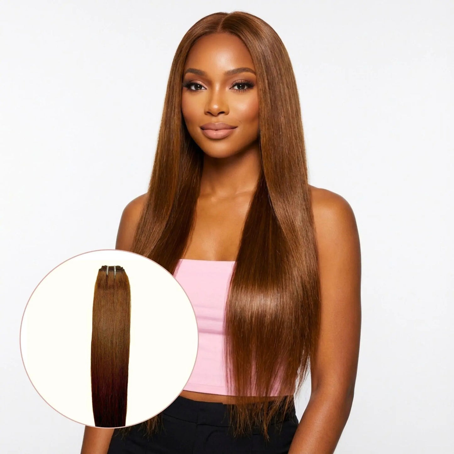 Raw Medium Brown Straight 100% Human Hair Bundles Private Label