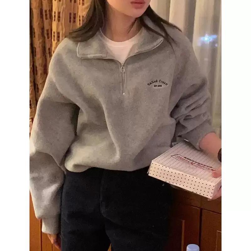 Retro Lapel Embroidered Casual Suede Sweatshirt PAINEVIDA