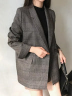 Retro Plaid Lapel Pocket Blazer - Plush Fashion Hub