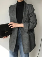 Retro Plaid Lapel Pocket Blazer - Plush Fashion Hub