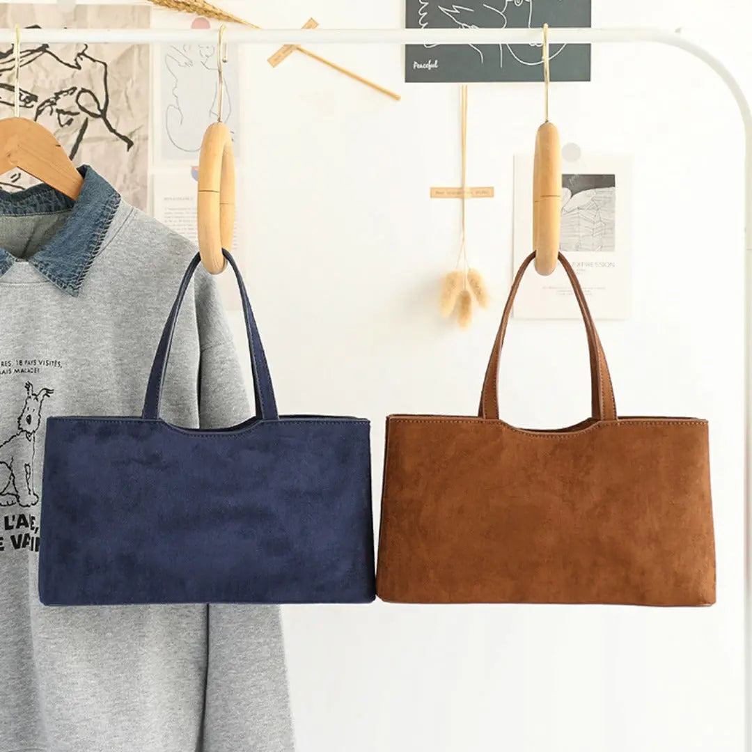 Retro Simple Handbag - Versatile Suede Baguette Bag for Fashionable Shoulder Hobo Style Plush Fashion Hub