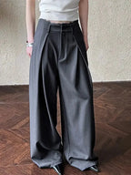 Lace-paneled Wide-leg Suit Pants - Plush Fashion Hub