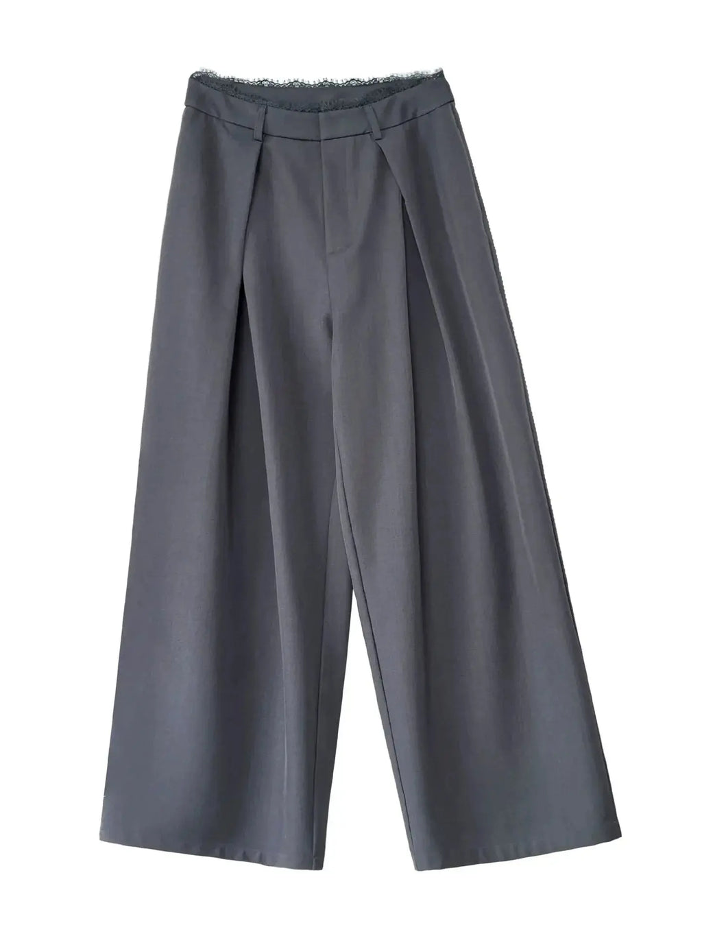 Lace-paneled Wide-leg Suit Pants - Plush Fashion Hub