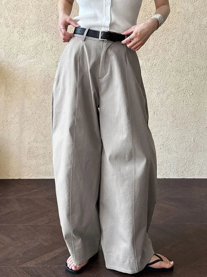 Retro Three-Dimensional Tailoring Workwear Wide-Leg Pants Plush Fashion Hub