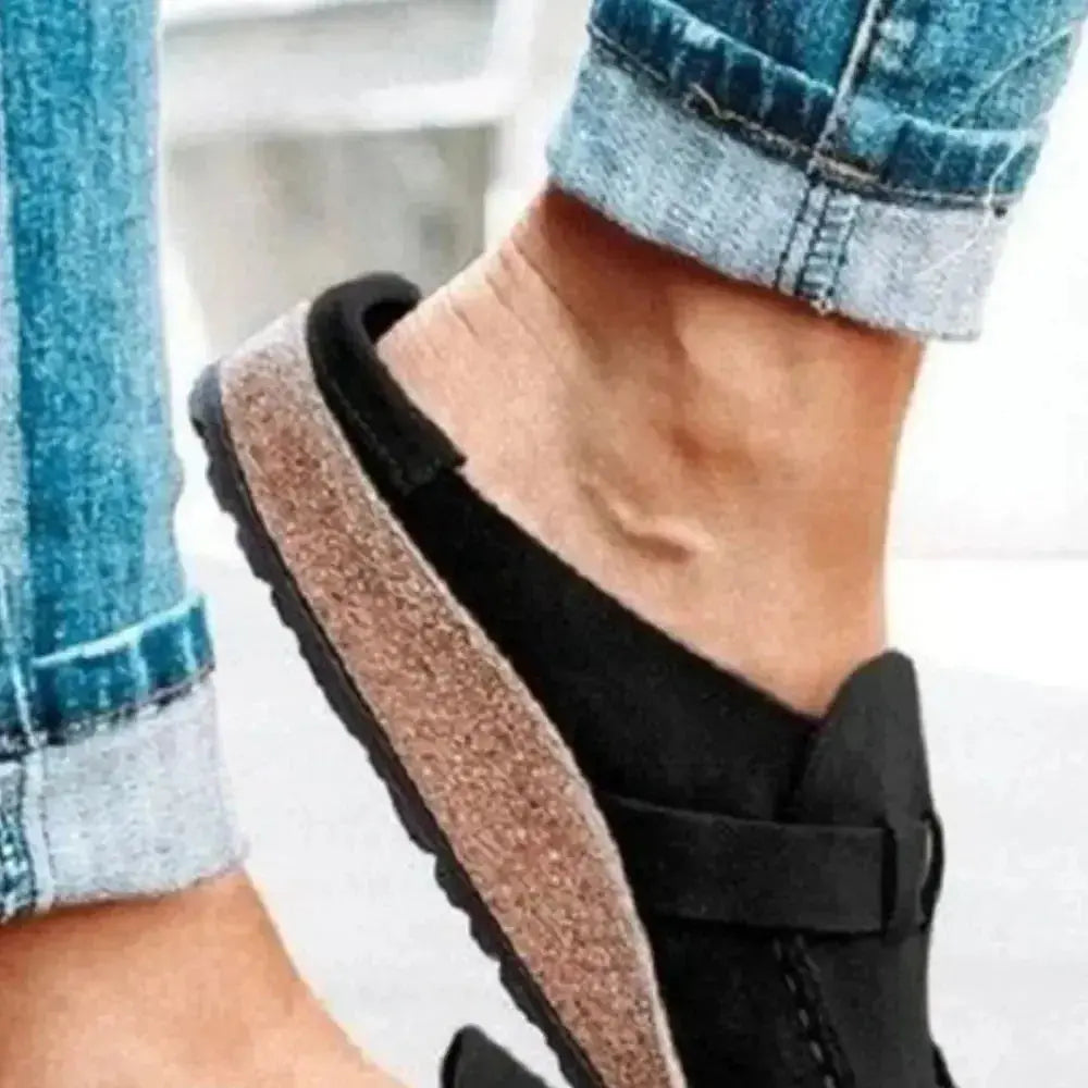 Round Toe Low Heel Buckle Loafers - Plush Fashion Hub