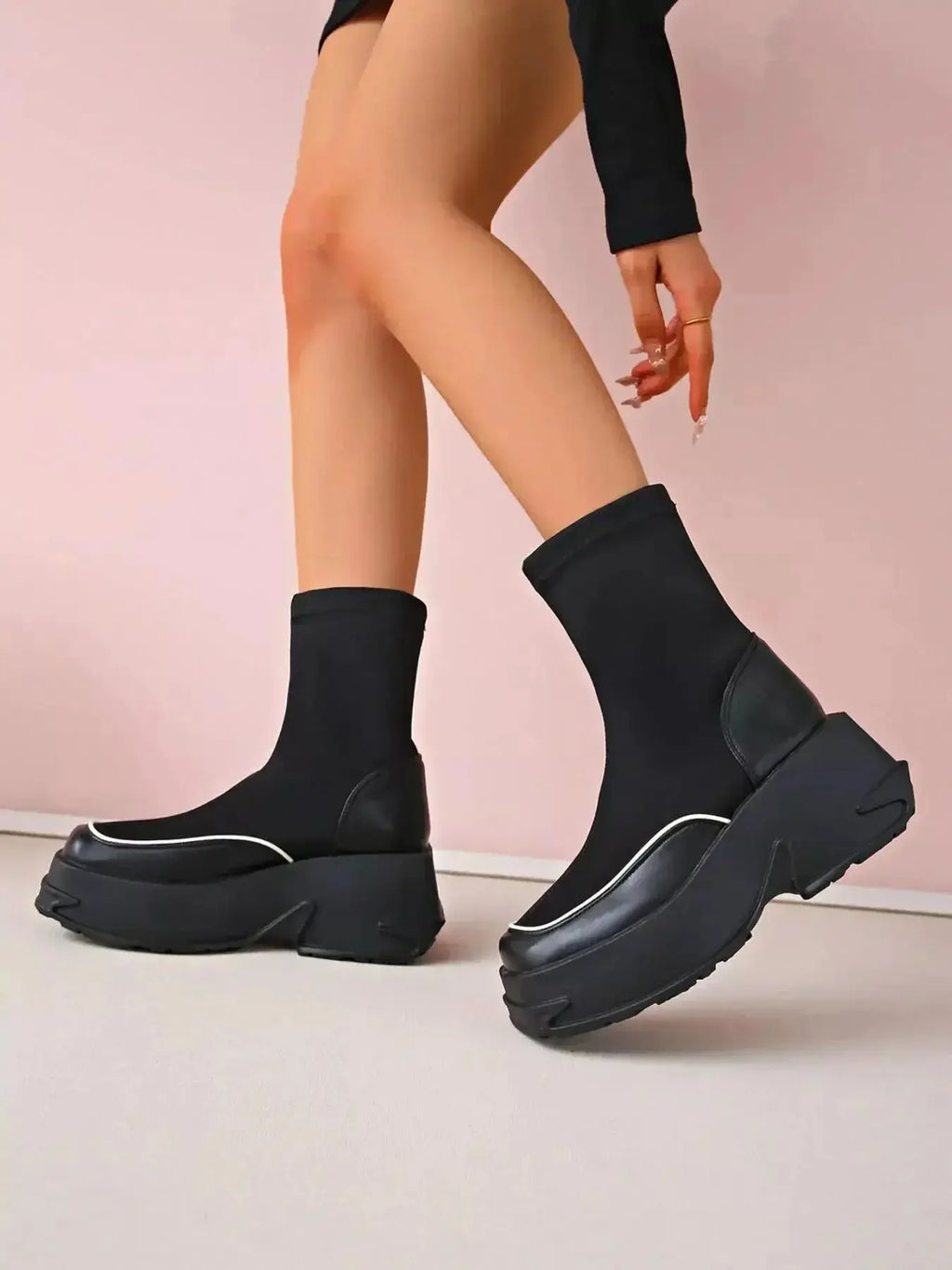 Round Toe Platform Boots - Plush Fashion Hub