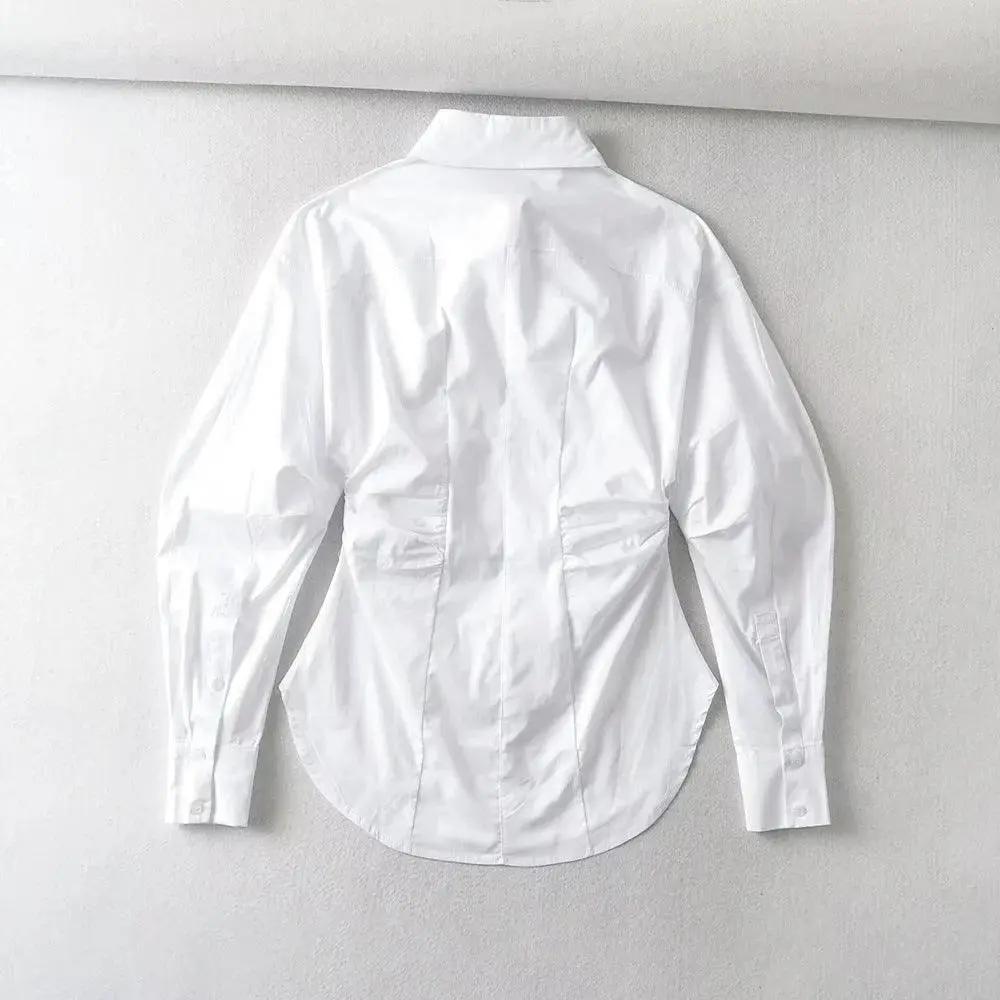Ruffled Long Sleeve Loose White Shirt PAINEVIDA