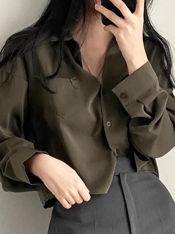 SImple Polo Collar Long Sleeve Short Shirt Plush Fashion Hub