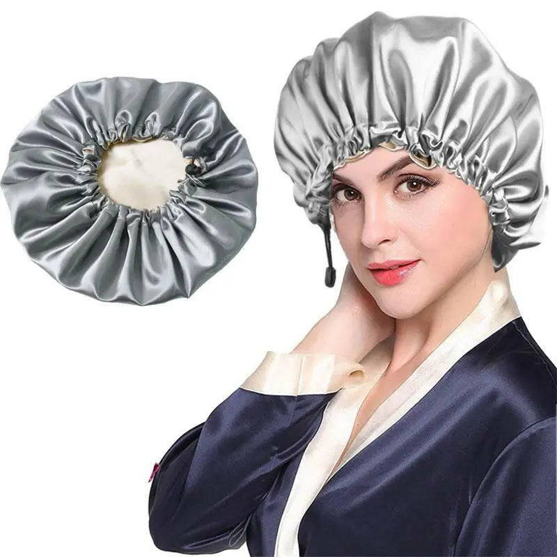 Shower Cap Soft Silk Dual-use Bath Cap Chemotherapy Cap - Plush Fashion Hub