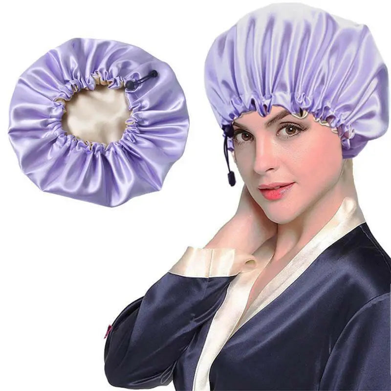 Shower Cap Soft Silk Dual-use Bath Cap Chemotherapy Cap - Plush Fashion Hub