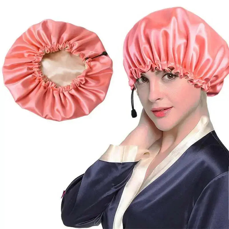 Shower Cap Soft Silk Dual-use Bath Cap Chemotherapy Cap - Plush Fashion Hub