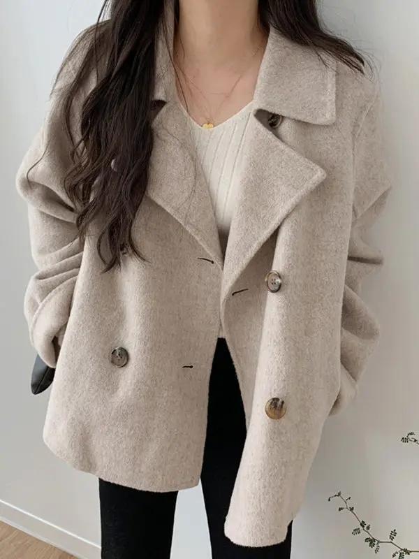 Simple Casual Short Woolen Jacket PAINEVIDA