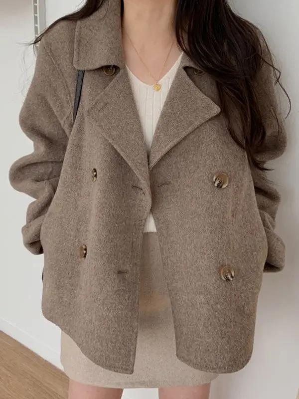 Simple Casual Short Woolen Jacket PAINEVIDA