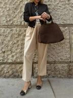 Snap Down Cropped Bomber Jacket - Plush Fashion Hub
