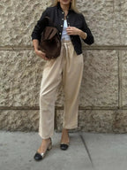 Snap Down Cropped Bomber Jacket - Plush Fashion Hub