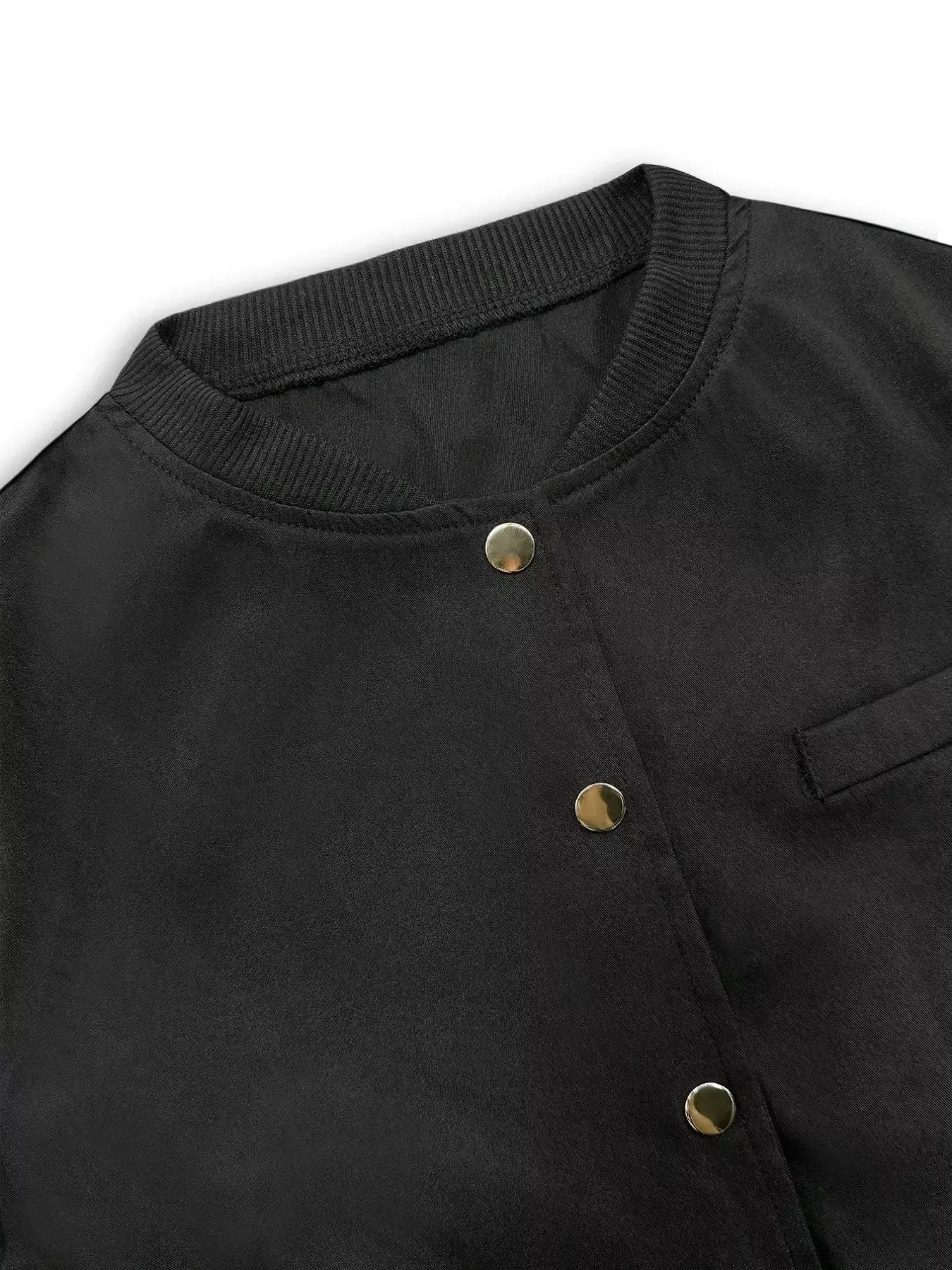 Snap Down Cropped Bomber Jacket - Plush Fashion Hub