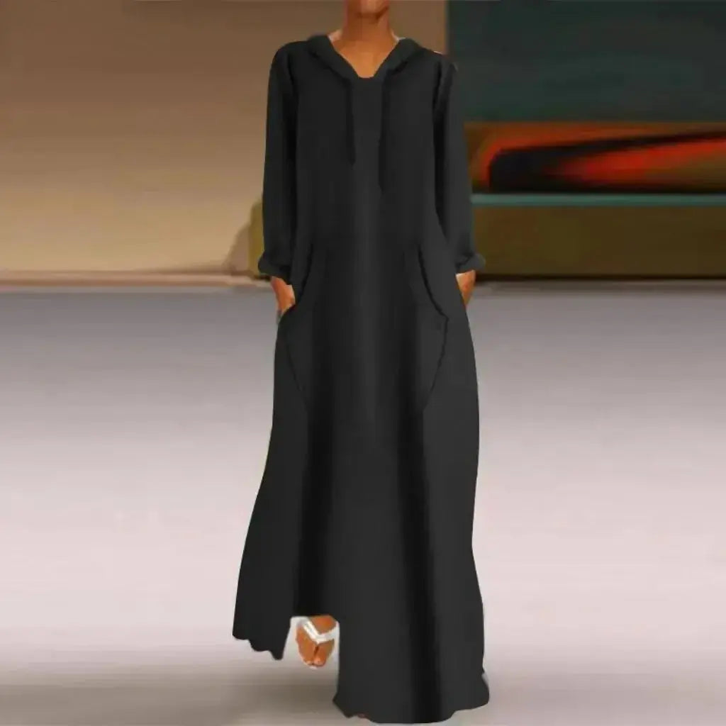 Solid Color Fashionable Loose Long Sweatshirt With Hood - Plush Fashion Hub