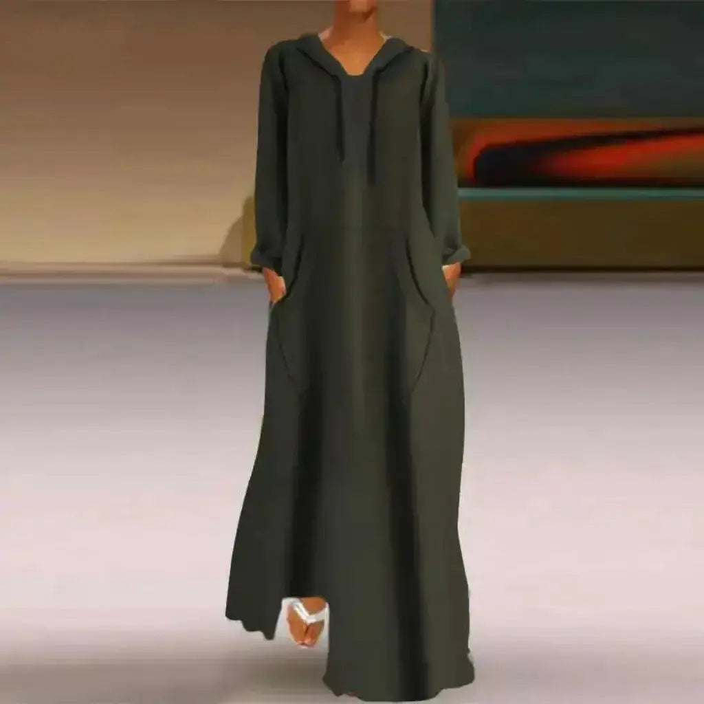 Solid Color Fashionable Loose Long Sweatshirt With Hood - Plush Fashion Hub