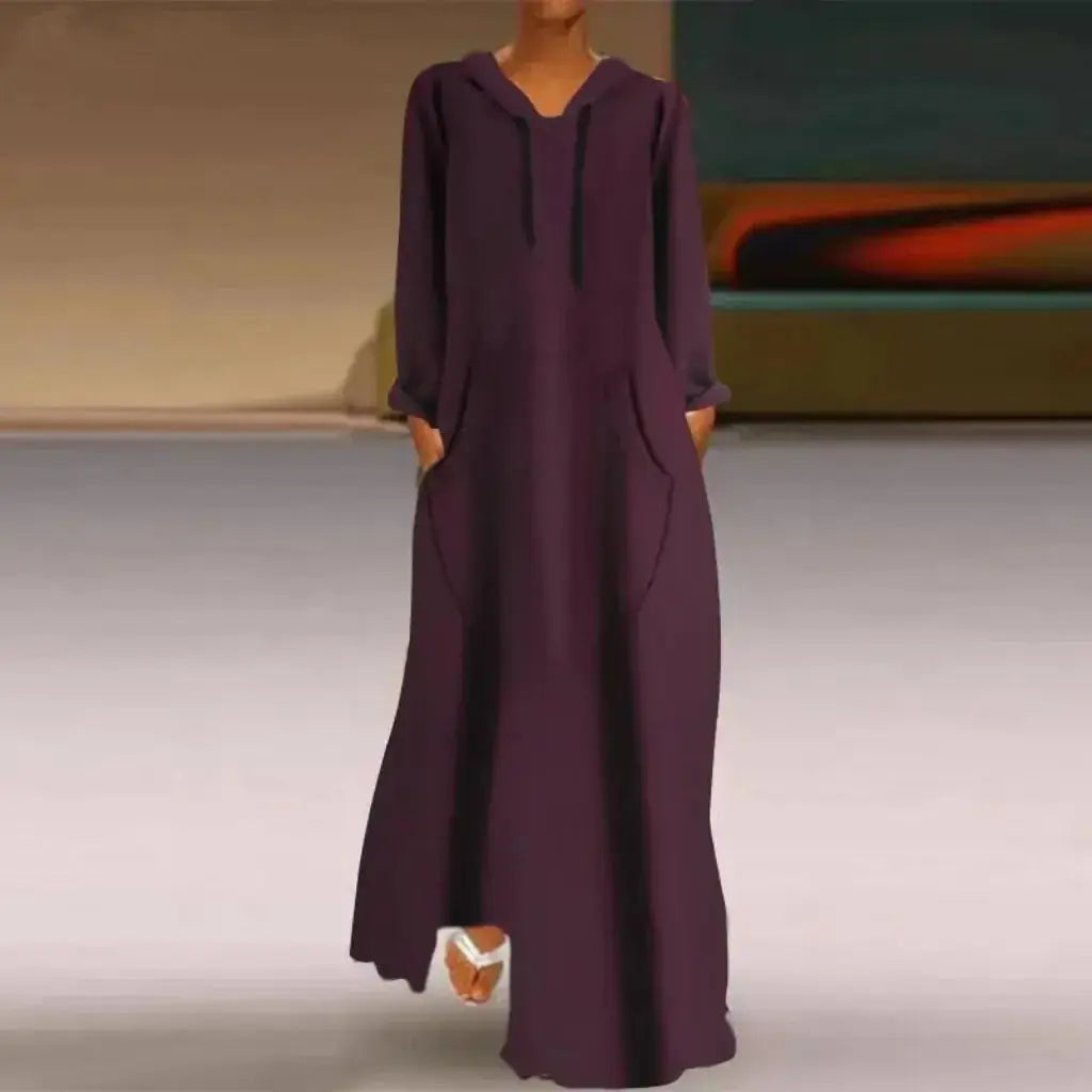 Solid Color Fashionable Loose Long Sweatshirt With Hood - Plush Fashion Hub