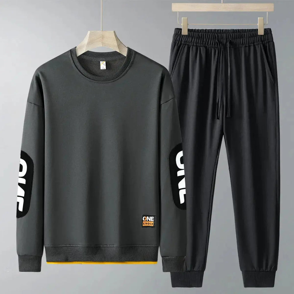 Spring And Autumn New Casual Sweatshirt Trousers Set For Men - Plush Fashion Hub