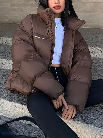 Stand Collar Short White Duck Down Padded Jacket Plush Fashion Hub