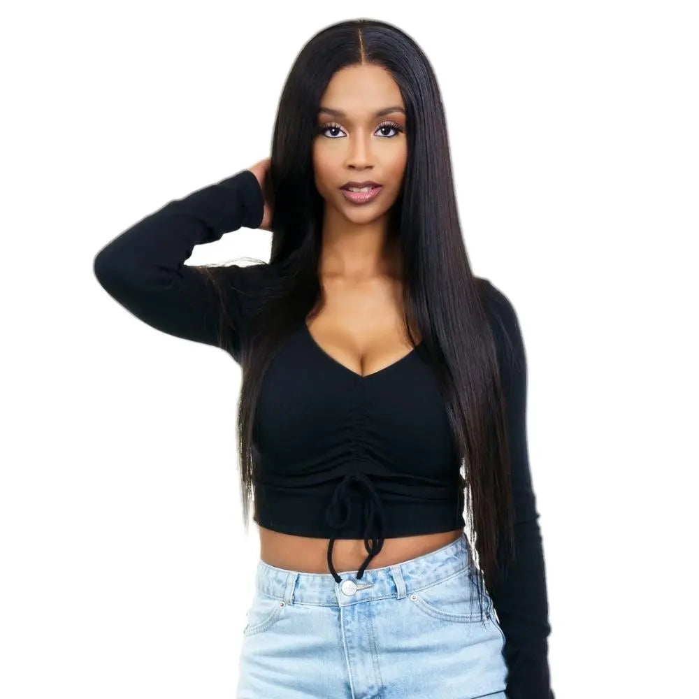 Straight 4x4 Transparent Lace 100% Human Hair Closure Wig Private Label