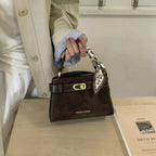 Suede Mini Crossbody Bag with Leather Strap - Plush Fashion Hub