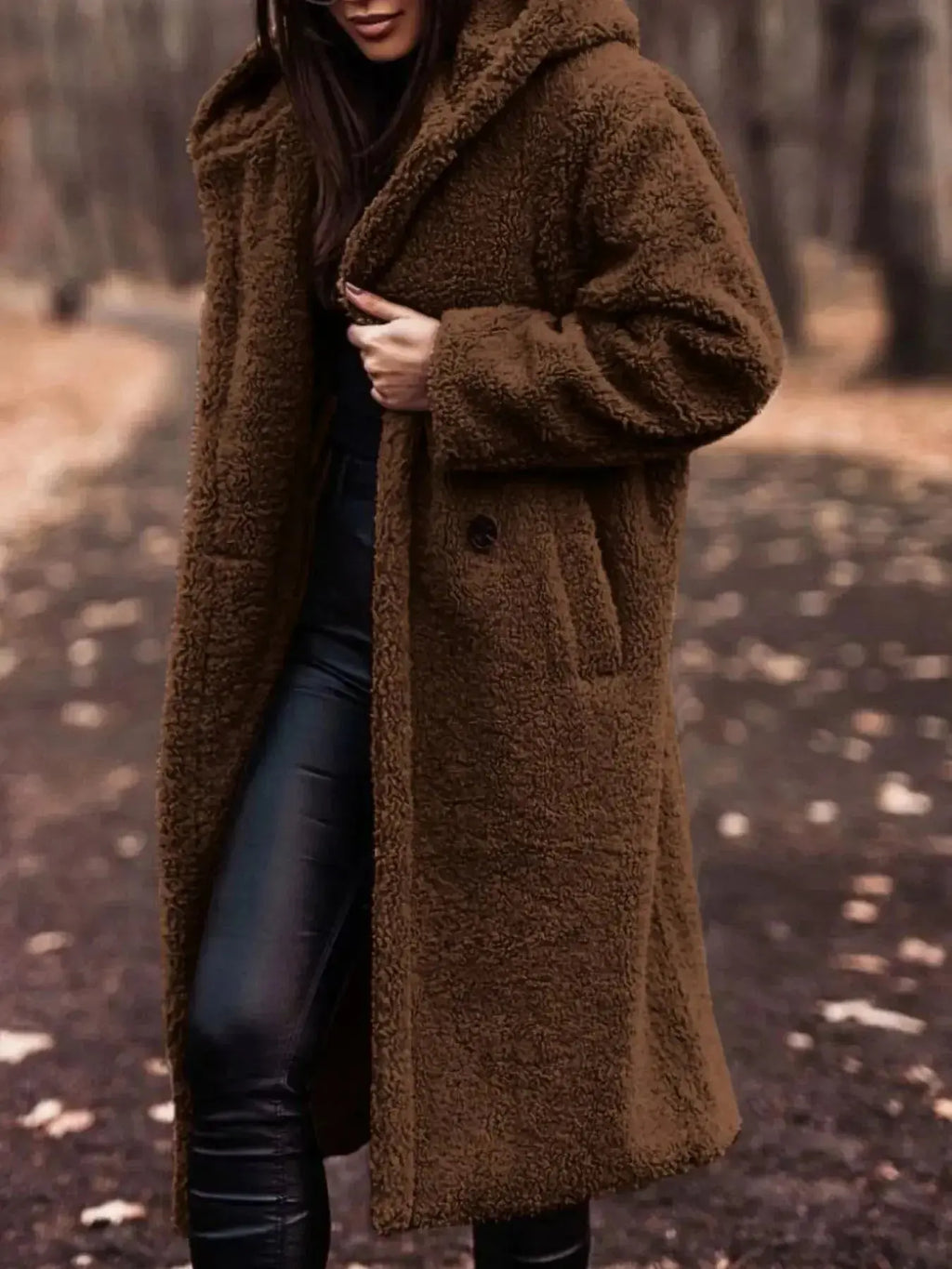 Teddy Bear Hooded Longline Outerwear - Plush Fashion Hub