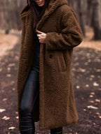 Teddy Bear Hooded Longline Outerwear - Plush Fashion Hub
